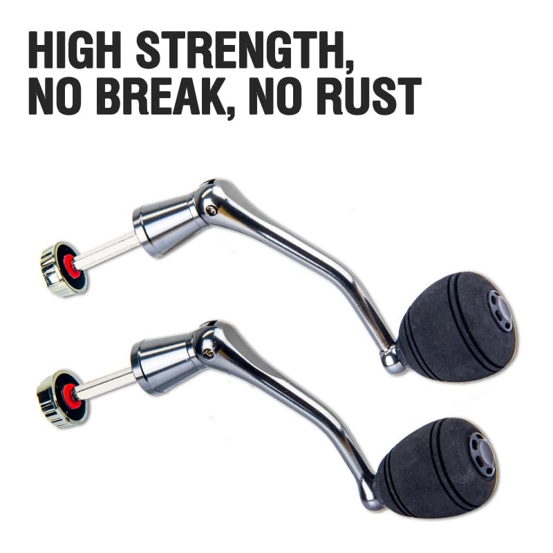 2pcs Universal Metal CNC Reel Handle with EVA Knob for Spinning Reels Replacement Crank Arm for Smooth Retrieval (S) - size: Small