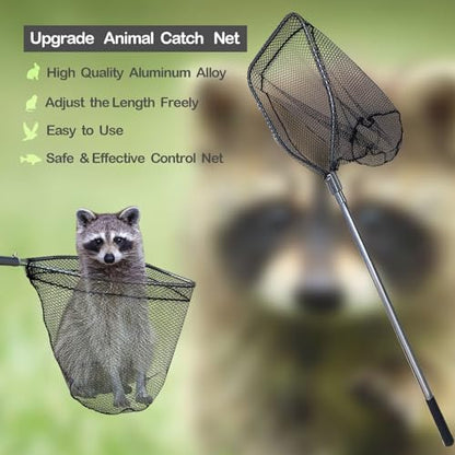 Catch Pole Net with Telescopic Handle,Animal Catcher Net for Cat,Rabbit,Chicken,Duck,Goose,Fish,Racoon,and Other Poultry Wildlife
