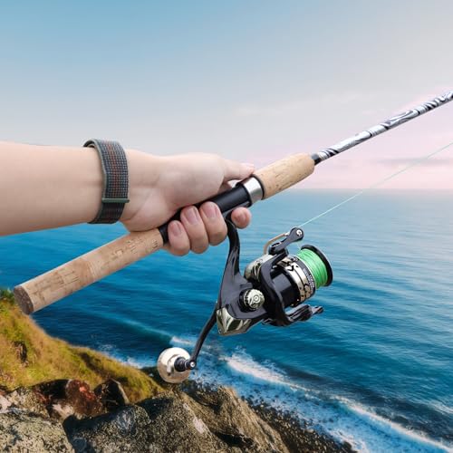 Sougayilang Reel and Fishing Rod Combo, Fiberglass Fishing Pole with Durable P-Cork Rod Handle, Lightweight Graphite Frame - size: 5'6" ML- M Fast with 1000 Reel