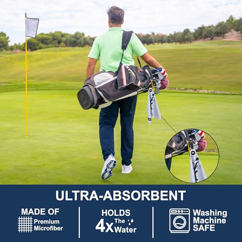 Magnetic Microfiber Waffle Golf Towel – Large 16"x24" Clean Golf Club Ball Magnet Clip to Hang on Bag Cart Strong Premium Strength Ultra Absorbent Gear Gray Men (Rippit Gray) - color: Rippit Gray
