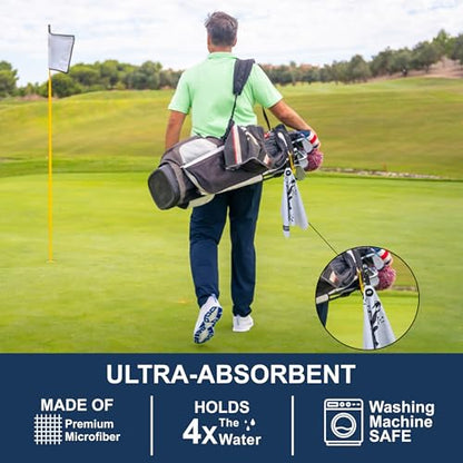 Magnetic Microfiber Waffle Golf Towel – Large 16"x24" Clean Golf Club Ball Magnet Clip to Hang on Bag Cart Strong Premium Strength Ultra Absorbent Gear Gray Men (Rippit Gray) - color: Rippit Gray