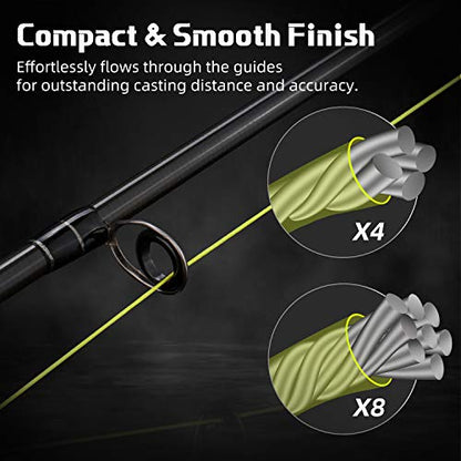 RUNCL Braided Fishing Line Merced, 1000 500 300 Yards Braided Line 4 8 Strands, 6-200LB - Proprietary Weaving Tech, Thin-Coating Tech, Stronger Smoother for Freshwater Saltwater - color: Hi-Vis Yellow, size: 10lb/500yards (4 Strands)
