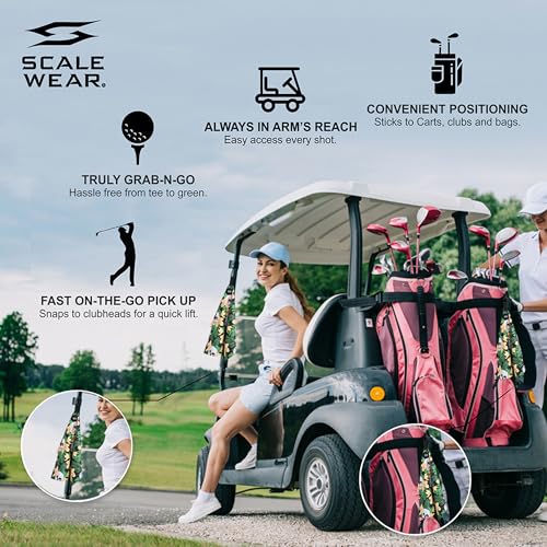 Magnetic Microfiber Waffle Golf Towel – Large 16"x24" Clean Golf Club Ball Magnet Clip to Hang on Bag Cart Strong Premium Strength Ultra Absorbent Gear Tropical Men (Hawaiian Skulls) - color: Hawaian Skulls