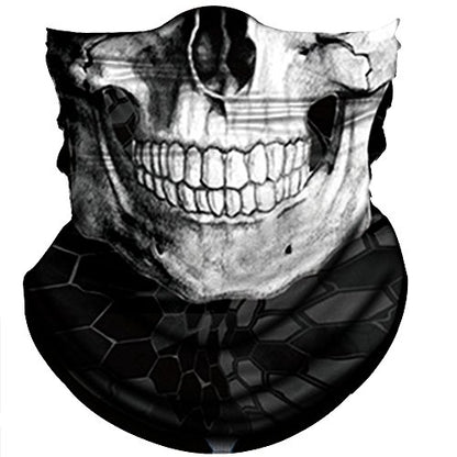 Obacle Neck Gaiter Face Mask Bandana for Dust Wind Sun Protection for Men Women - color: Black White Skull