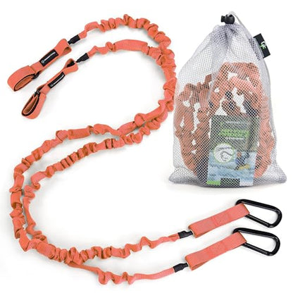 Gradient Fitness 2 Pack Kayak Paddle Leash, 5-8 Feet Stretchable Paddle Strap with Carabiner Secure Leash Lanyard Rope for SUP Kayak Canoe Paddle Fishing Pole Rod - color: Orange