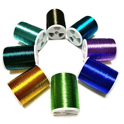 (8pcs*240yd) Kalavarma Rod Wrapping Thread for Fishing Rod Wrapping Thread Rod Building Repair - style: Metallic klm012