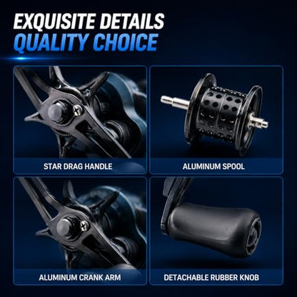 Round DC Baitcasting Reel, Digital Control Anti-Backlash with Signature DC Sound, 7.1:1 Gear Ratio, 17.6LB Drag for Bass Freshwater - color: Right Handed