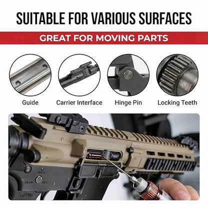 Synthetic Gun Grease Medium Viscosity High Temp (2 Bottles, 8ml Each) | High Pressure Formula, Precision Needle Applicator for Firearm Slide Rails, Bolt Carrier, Locking Surfaces