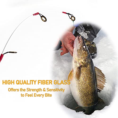 Dr.Fish Ice Fishing Rod and Reel Combo, Ice Fishing Pole Gear Spinning Reel Equipment Set Backpack Chair Jigs Lures Accessories - color: 24'' Ice Fishing Kit with Backpack Seat