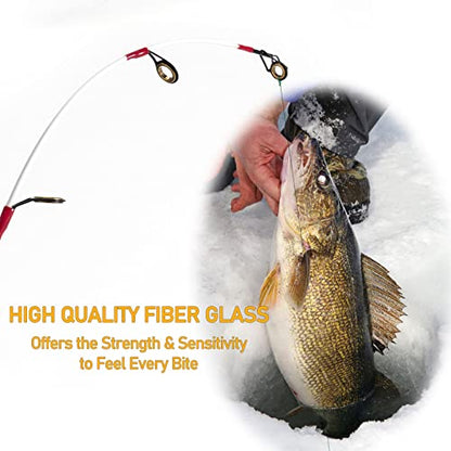 Dr.Fish Ice Fishing Rod and Reel Combo, Ice Fishing Pole Gear Spinning Reel Equipment Set Backpack Chair Jigs Lures Accessories - color: 24'' Ice Fishing Kit without Backpack Seat
