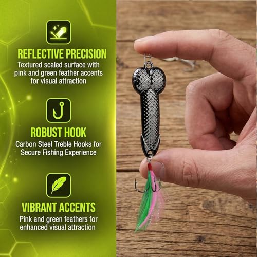 Gag Fishing Lures Set Metal Luminous Sequin Spoons Funny Top Water Bass Fishing Lures Fishermen Gear Spinner Baits Freshwater Saltwater Equipment Fishing Hook for Fishing Lover Men - color: Black