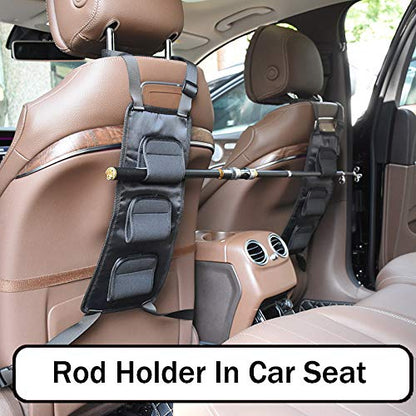 GREATFISHING 2 Pack Car Fishing Rod Holder Adjustable Fishing Pole Holder Belt Straps Fishing Rod Holder Vehicle Fishing Pole Rack Fishing Rod Rack Carrier for Car, SUVs and Vans(Black Rod holder) - color: Black Rod Holder