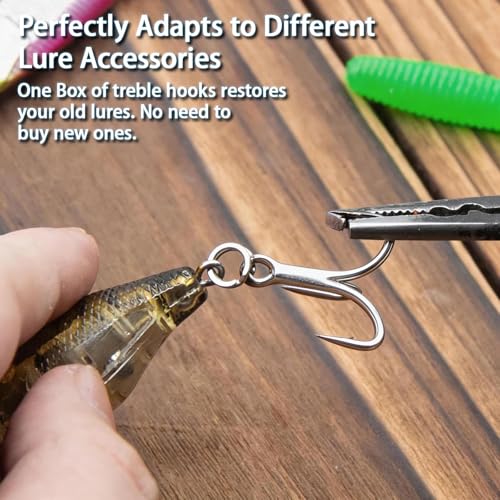 9KM DWLIFE Treble Hooks 4X High Carbon Steel Triple Hooks Fishing Hooks for Big Salmon Trout Bluefish Catfish Hooks 10 pcs - color: Silver, size: 10#