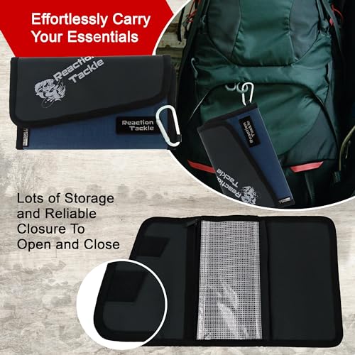 Reaction Tackle Fishing Tackle Organizer Case, Soft Bait Binder for Soft Plastics and Terminal Tackle with Zippered Sleeves, Small Blue - size: Small Blue
