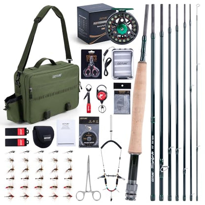 Goture Fly Fishing Rod and Reel Combo & Gear Bag, 9FT Fly Rod, Pre-Spooled Reel, Fly Line, Flies, Leader, Tippet, Forceps, Nipper and Complete Starter Kit - size: 5wt