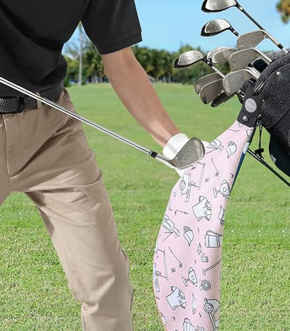 Magnetic Golf Towels for Golf Bags with Clip & Ultra Strong Magnet - Waffle Weave Microfiber Towel for Secure Hold on Bags & Carts - Ideal Club Cleaner & Accessories - Doodle Sketch - color: Doodle Sketch