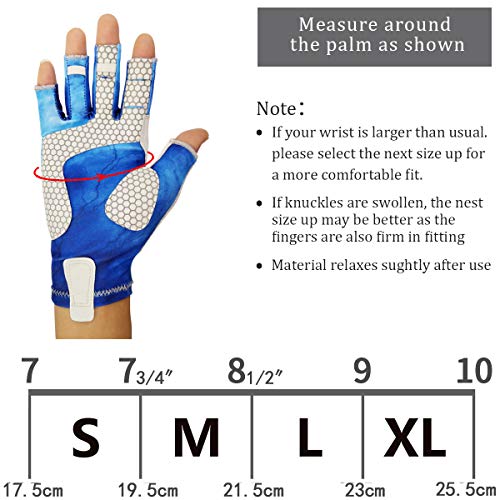 Drasry UV Protection Fishing Fingerless Gloves - Men & Women UPF 50+ SPF Gloves for Fishing, Kayak, Paddling, Hiking, Sailing, Rowing - color: Blue - Star Sky, size: Medium
