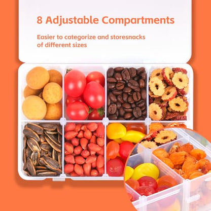 4 Pcs Snack Box Container. | 8 Compartments Snack Containers Reusable Meal Lunch Containers.