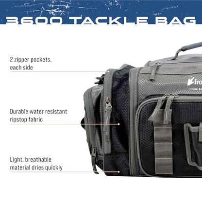 FROGG TOGGS Heavy Duty Fishing Tackle Duffle Bag, Includes Bait Trays - color: Black, style: 3600