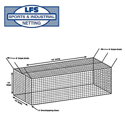 LFS Batting Cage Net – Baseball & Softball Netting for Indoor & Outdoor Training | UV Treated, Weather Resistant, Durable | Net Only – No Frame Included - size: #42, style: 12 x 14 x 55