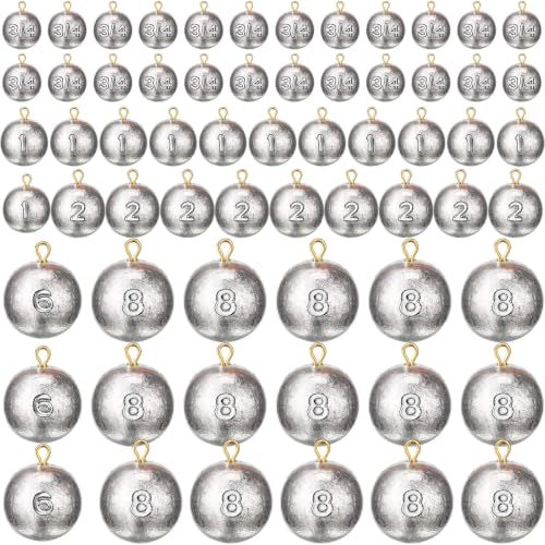Fishing Weights Sinkers Cannonball Sinker Bass Fishing Casting for Saltwater in 3/4oz, 1oz, 2oz, 6oz, 8oz, 5 Size