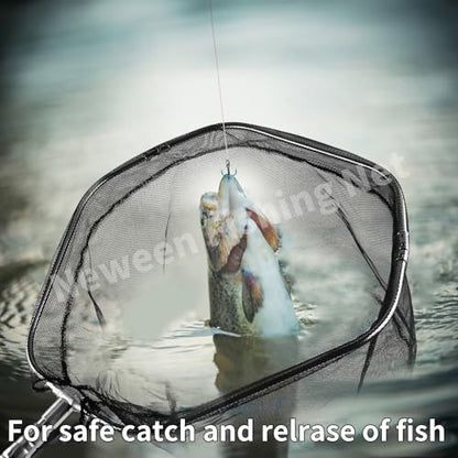 Neween Fishing Net, Foldable Collapsible Telescopic Fish Landing Net, Durable Nylon Material Mesh Landing Net for Easy Catching or Releasing for Trout - style: 61" Full Extended (Telescopic Pole)