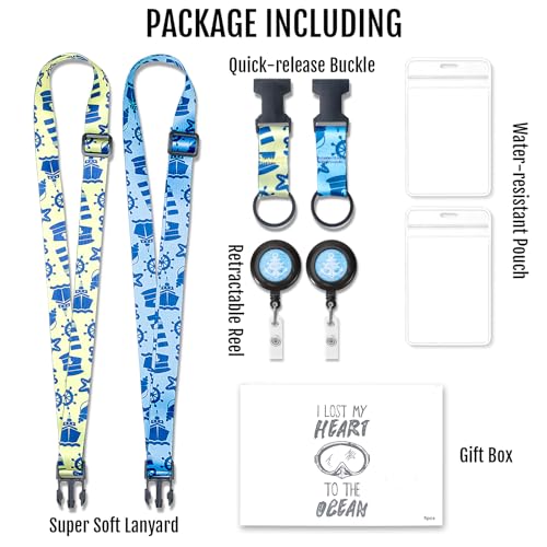 MNGARISTA Cruise Lanyard for Ship Cards,Adjustable Lanyard with Id Holder,Detachable Lanyards for Cruises Ship Cards with Waterproof Id Badge Holders,Cruise Essentials,5 Pack Sea Turtle - color: 5 Pack Sailboat