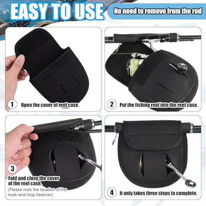 6 Pcs Spinning Reel Covers and Fishing Rod Sleeve Fit 2000-3000 Series Baitcaster Reel Protective Case Pouch Bag Rod Sock for Casting Trolling Spinning Rods Fishing Gear Storage Protection