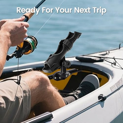 Hitorhike Side Track Fishing Rod Holder Mount, Heavy-Duty Side-Mounted Base, Compatible with 2 Mounting Bolt Options for Lund Sport,Lowe, Bass Boats&Kayaks - style: Side Track Mount Fishing Rold Holder 1-pack