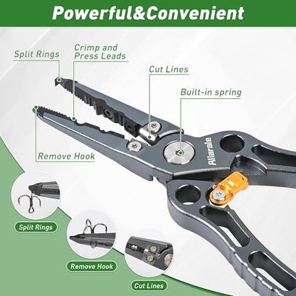 Fishing Pliers,Fish Lip Gripper & Scale Combo - Saltwater Resistant Fishing Tools Kit,Multitool Hook Remover and Split Ring Pliers with Sheath,Fishing Gear,Fishing Gifts for Men - size: Gripper + Pliers