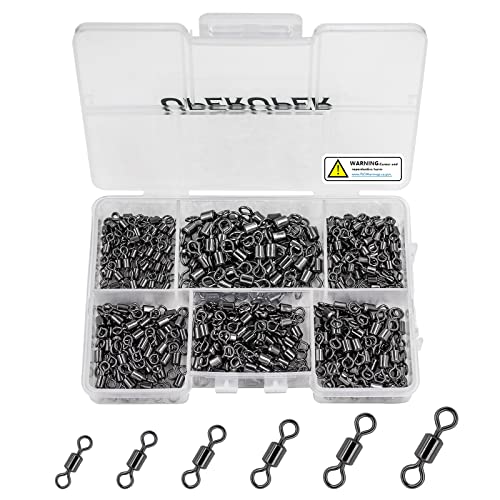 Fishing Barrel Swivels Kit, 300pcs Stainless Steel Rolling Bearing Snap Connector for Saltwater Freshwater Fishing#2#3#4#5#6#7 - style: A Style: 6 Sizes - 300pcs