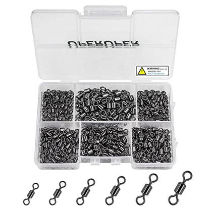 Fishing Barrel Swivels Kit, 300pcs Stainless Steel Rolling Bearing Snap Connector for Saltwater Freshwater Fishing#2#3#4#5#6#7 - style: A Style: 6 Sizes - 300pcs