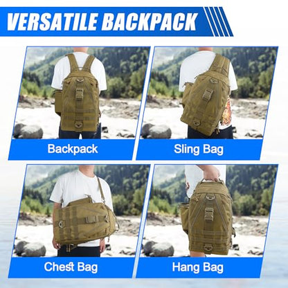 Fishing Backpack Sling Tackle Bag with Rod & Gear Holder Lightweight Outdoor Water-Resistant Shoulder Storage Bag Fishing Gift for Men Women