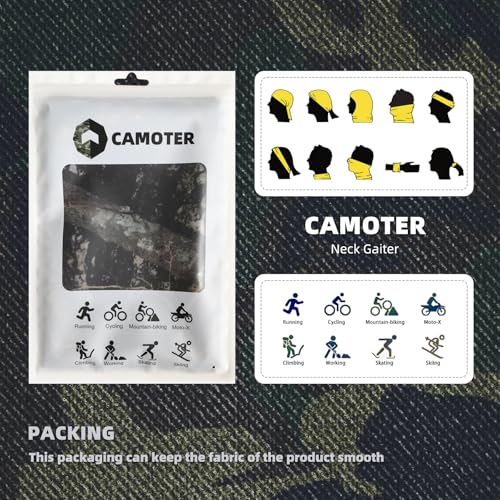 Camo Face Mask & Neck Gaiter - UV Sun Protection, Cooling for Men & Women - Hunting, Fishing, Cycling, Hiking - color: Camo C