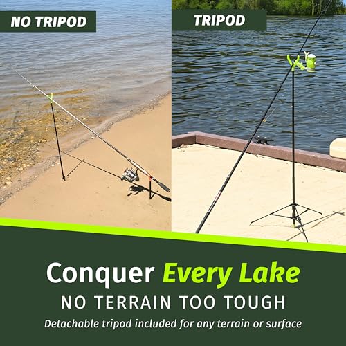 FISHIN' STIX Ready to Fish Kit - Includes 30" Rod Holder, All Terrain Stand Tripod and Bite Alarm - style: Orange