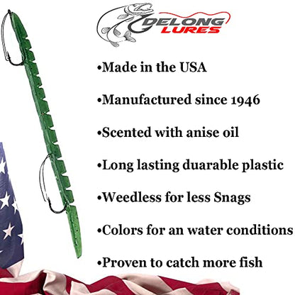 Delong Lures Fishing Lures, Made in America, Pre-Rigged Weedless Bass Lures for Fishing, Segemented Soft Platisc Fishing Bait, Fishing Worm Lure, Fishing Tackle Kit - color: Watermelon