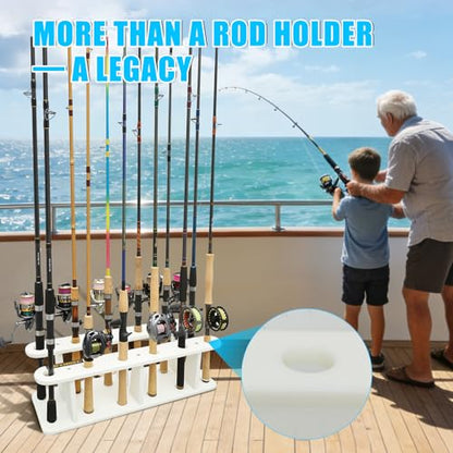 Heavy-Duty HDPE Fishing Rod Holder Rack for 12 Rods – Deck & Dock Mount Rod Storage with Stainless Steel Hardware, Wide Spacing Design for Large Reels, UV & Corrosion Resistant - size: 12 Rods