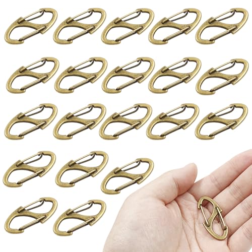 20 Pieces S Spring Snap Hook, Keychain Hook Metal Carabiner Clip, Double Snap Hook for Camping Fishing Hiking Outdoor Sports - style: 1.6"-Brass