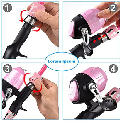 Kids Fishing Rod and Reel Combo Full Kit 1.2m/1.5m Telescopic Casting Rod Pole with Spincast Reel and Hooks Lures Swivels Carry Bag - color: Pink, size: 1.5 m