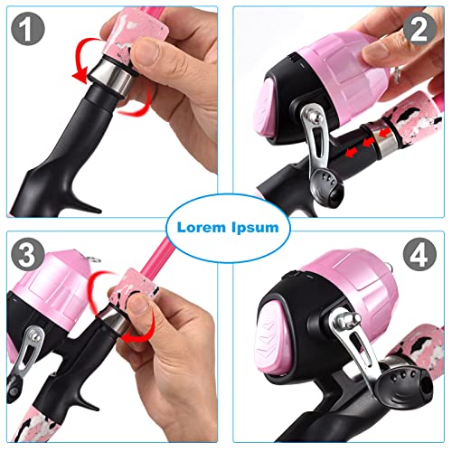 Kids Fishing Rod and Reel Combo Full Kit 1.2m/1.5m Telescopic Casting Rod Pole with Spincast Reel and Hooks Lures Swivels Carry Bag - color: Pink, size: 1.2 m