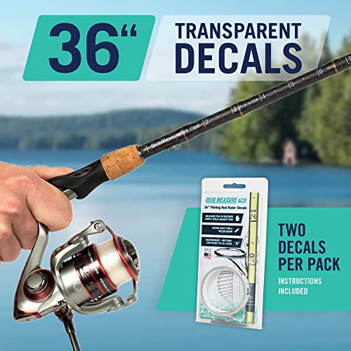 Fishing Ruler Decal 2-Pack | 36” Transparent Rod Fish Measuring Sticker | Made in USA | Stick-On Fish Measurement for All Rod Types | Waterproof | Marine Grade Adhesive | Durable Fishing Tool | 2 Pack