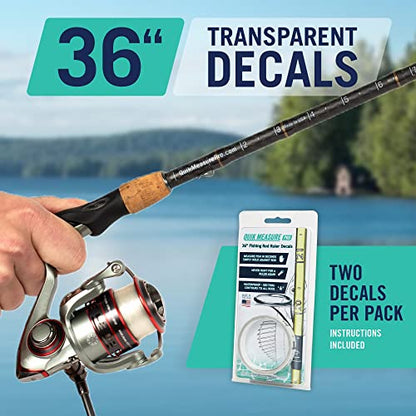 Fishing Ruler Decal 2-Pack | 36” Transparent Rod Fish Measuring Sticker | Made in USA | Stick-On Fish Measurement for All Rod Types | Waterproof | Marine Grade Adhesive | Durable Fishing Tool | 2 Pack