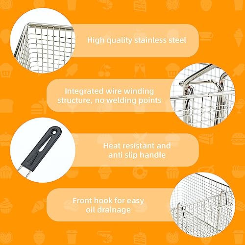 Electric Fryer Basket for Frying Serving Food, with Rubber Handle Grip, 7.2" x 8.3" x 4.3" Heavy Duty Construction Suitable for fry chicken, fish, french fries - style: 1 pcs