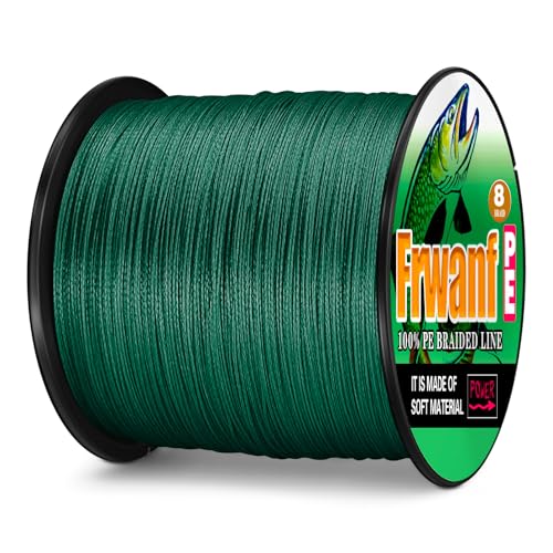 Braided Fishing Line 8 Strands of Super Strong PE Fishing line Extreme Power Fishing Braided line is Used for Saltwater and Freshwater Fishing - color: Moss Green, size: 6LB 0.10MM-109Yds