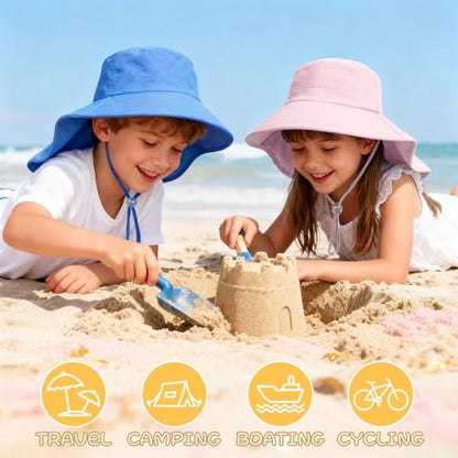ZOORON Outdoor Kids Sun Hat with Neck Flap UPF 50+ Sun Protection Fishing Hat Wide Brim Summer Kids Beach Hats for Girls Boys - color: 1pack-pink