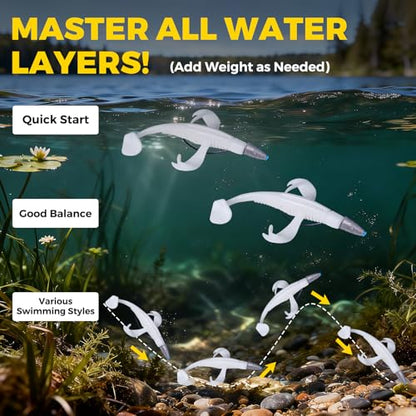 Paddle Tail Swim Baits, 30Pcs TPE Fishing Lures, Unique Vibrating Swim Action, Shaky Sinking Motion, Crappie Lures, for Saltwater/Freshwater - color: White Pearl(30pcs)