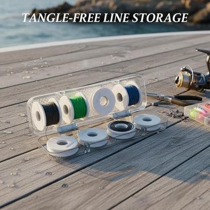 Silicone Fishing Line Spool Holder Box with Pin - Compact Tackle Organizer for 50-100lb Line Storage (1 Pack)