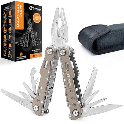 15-in-1 Multitool Pocket Knife, Multipurpose Stainless Steel All In One Tool for Camping Hiking Survival Travel Home - Portable Heavy Duty Folding Utility Multi Tool with Self-Locking - style: Metallic Silver