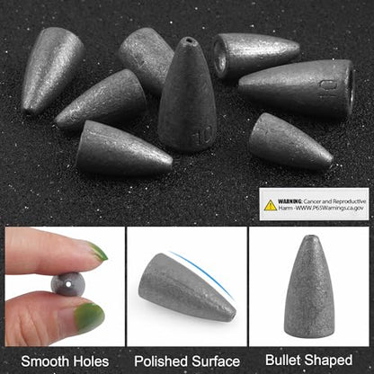 Carolina and Texas Rig Kit for Bass Fishing Worm Weights Bullet Sinkers Hooks Beads Rolling Swivels Fishing Accessories Tackle Box Kit 163pcs