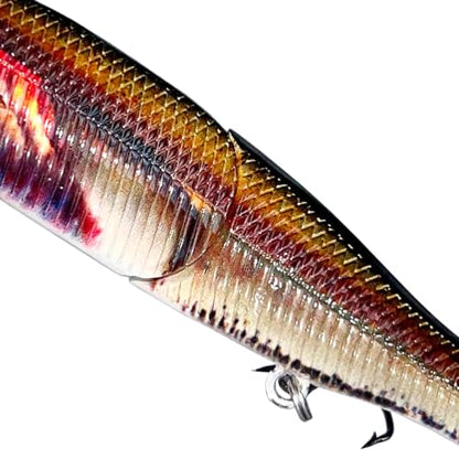 Topwater Artificial Bionic Wobbler Fishing Lure, 5.5in/1.02oz Slow Sinking Simulation Multi Jointed Hard Bait, Fishing Accessories for Freshwater & Saltwater - color: Red